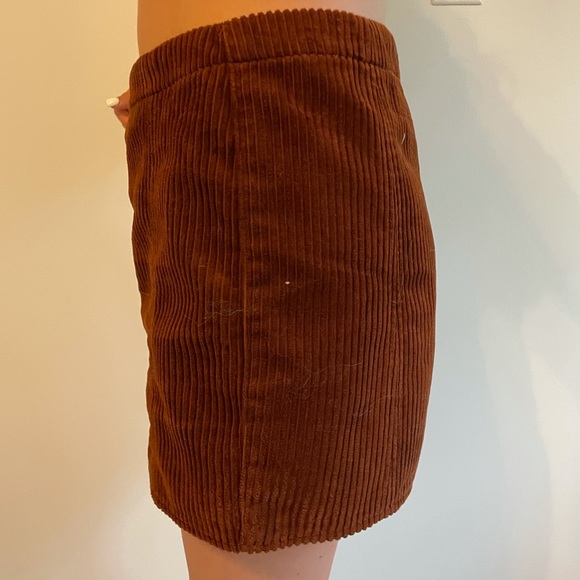 Tractr Button Down Corduroy Brown Mini Skirt XL - Picture 3 of 6